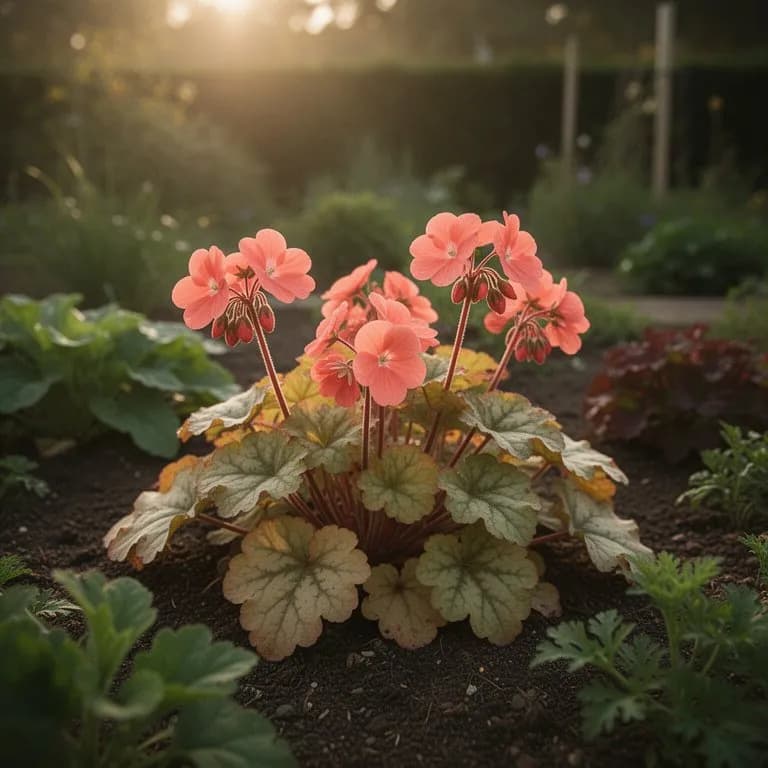 Colección de cultivares de heuchera con una gama de colores de follaje desde verde lima hasta burdeos intenso