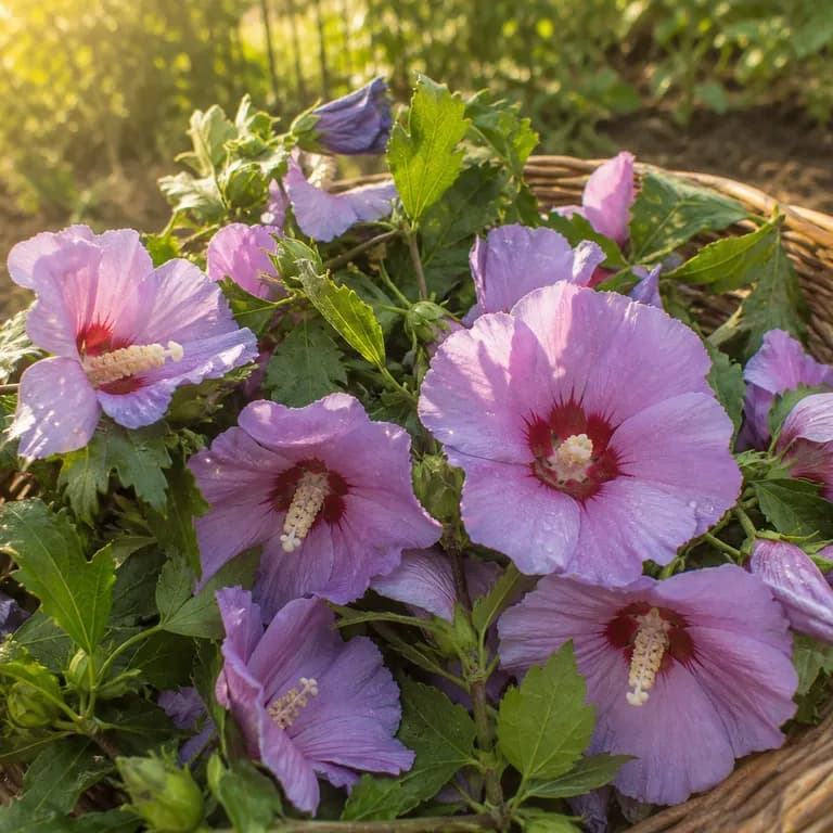 Braune Samenkapseln des Garten-Eibisch an kahlen Herbsttrieben