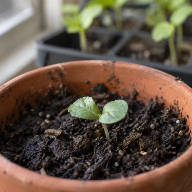 Selbst ausgesäte Garten-Eibisch-Sämlinge in der Nähe des Mutterstrauchs