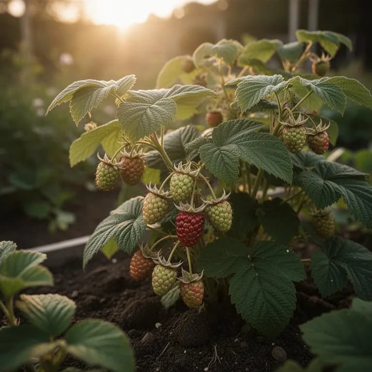 Arbusto maduro de madreselva comestible cubierto de frutos maduros en un jardín