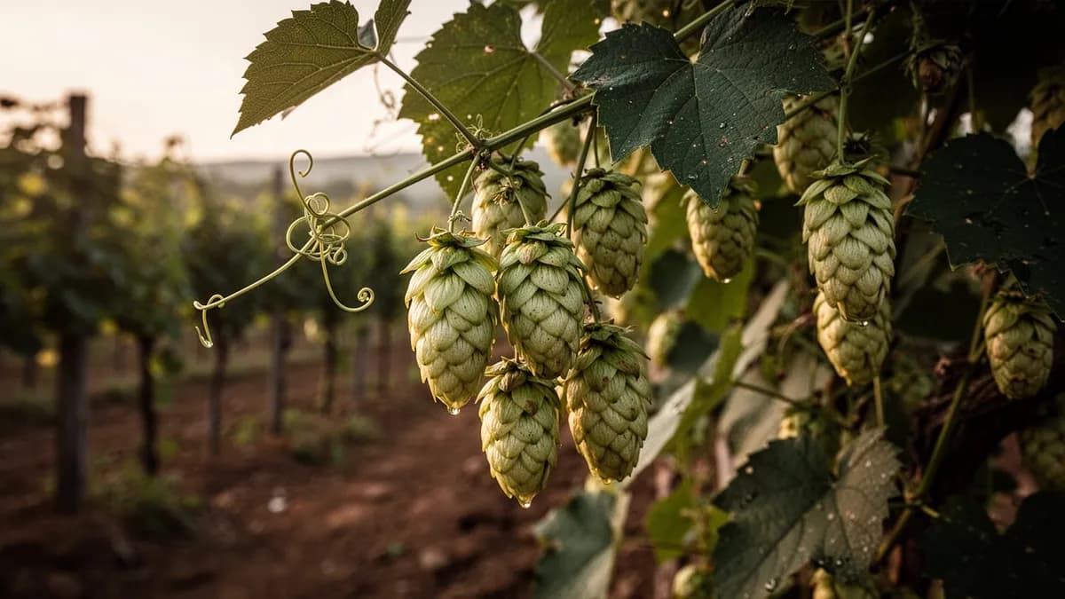Rizomas de lúpulo listos para plantarse en primavera