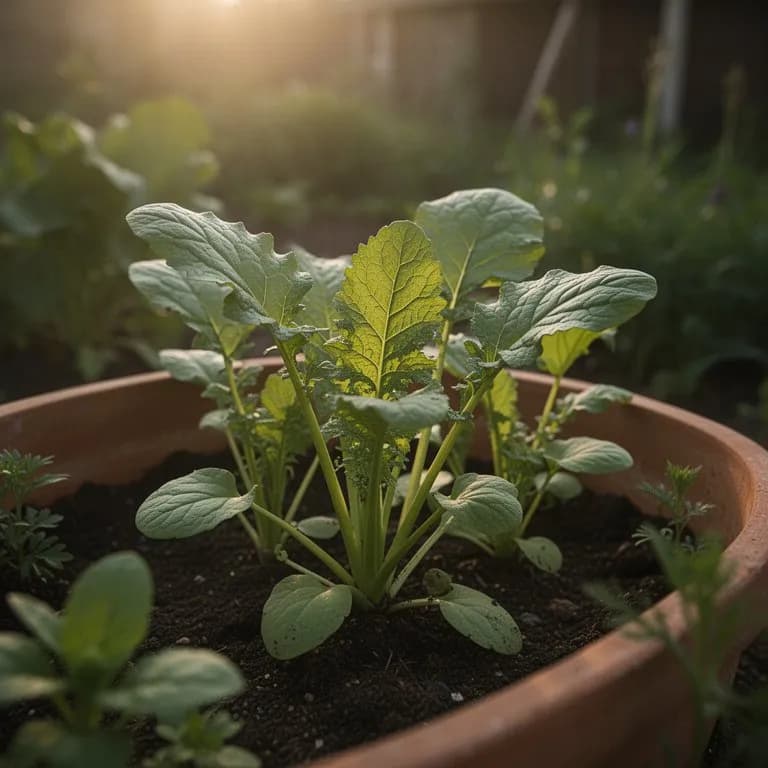 Große, krause Meerrettichblätter, die im zeitigen Frühjahr aus dem Wurzelstock austreiben