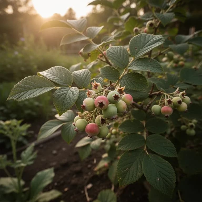 Huckleberry-Strauch mit leuchtend roter und orangefarbener Herbstfärbung