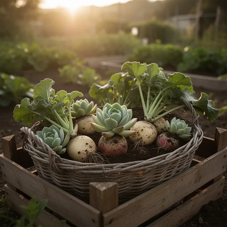 Freshly harvested ice plant leaves and tender stems in a colander