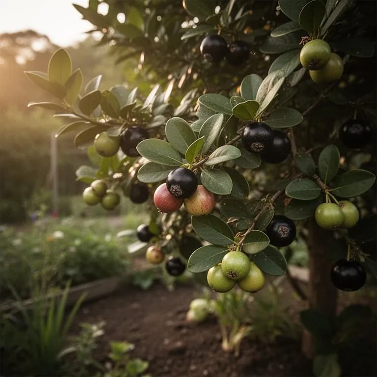 Jaboticaba-Früchte wachsen direkt am Stamm und an den Ästen