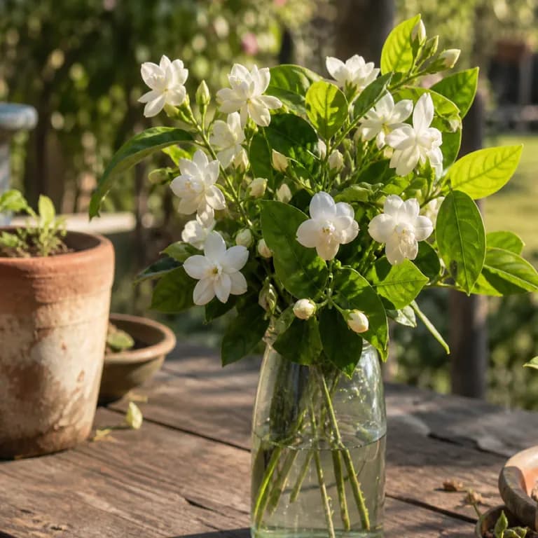 Hand pflückt am frühen Morgen geschlossene Jasminknospen für die Teearomatisierung