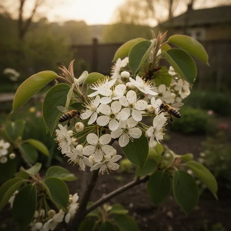 Felsenbirnenbaum in voller weißer Frühlingsblüte
