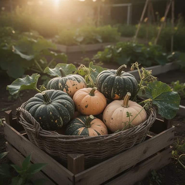 Reifer dunkelgrüner Kabocha-Kürbis mit matter Schale auf Stroh liegend