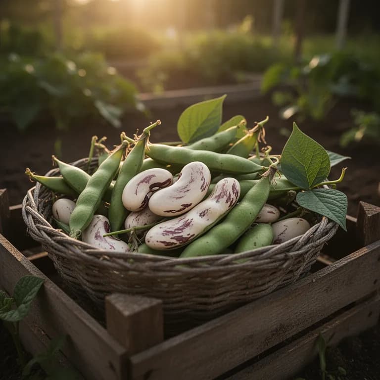 Dried brown kidney bean pods ready for threshing on a mature plant