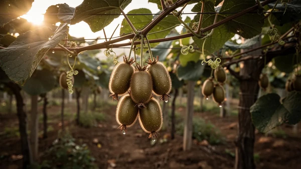 Vid de kiwi resistente al frío en reposo durante la poda invernal
