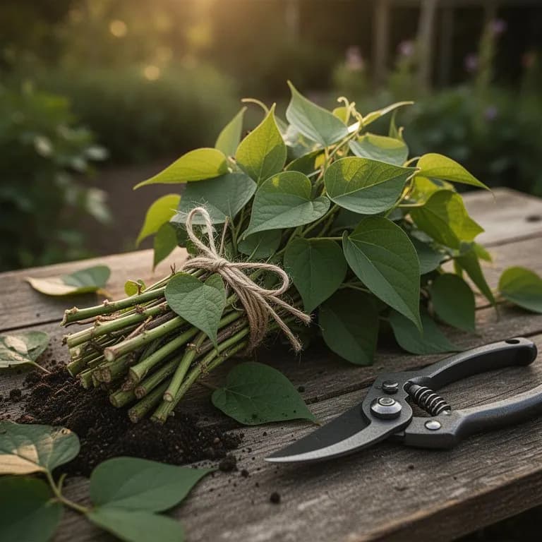 Hojas y brotes de kudzu salteados