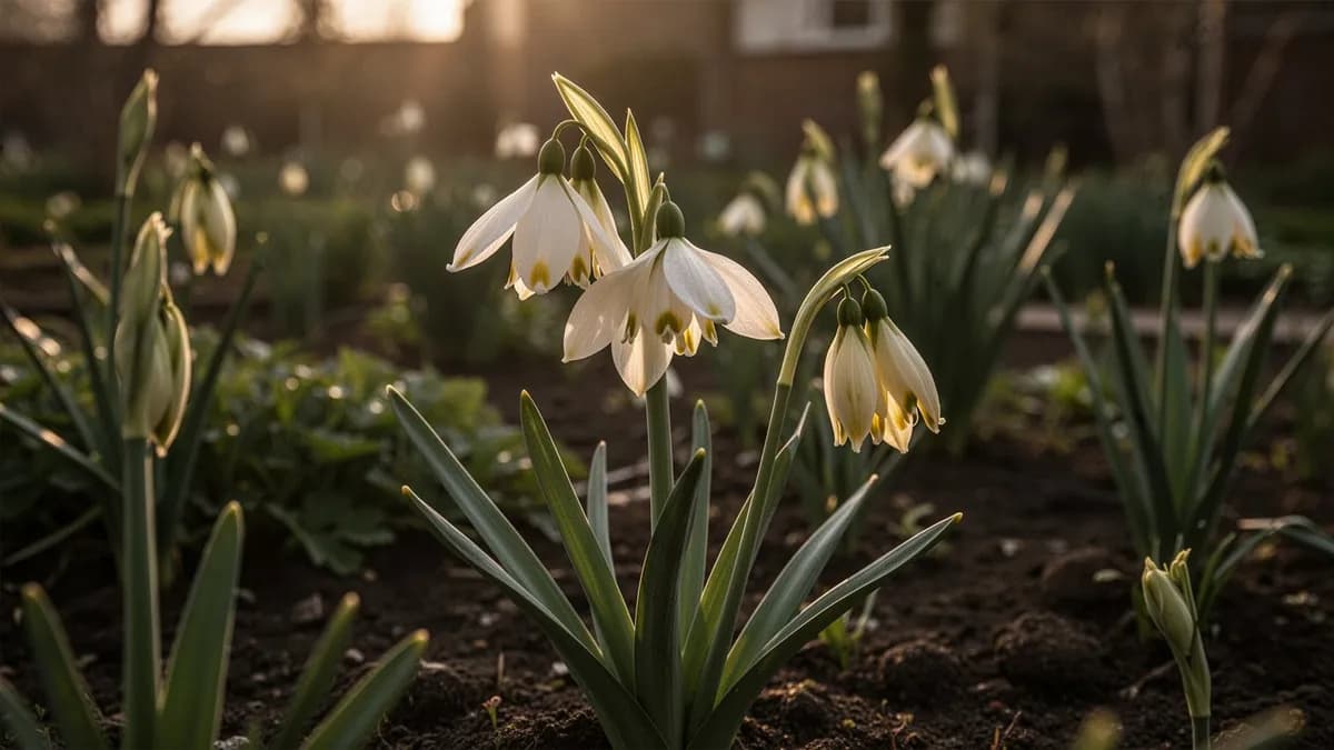 Pequeños bulbos redondeados de lachenalia listos para plantar en otoño
