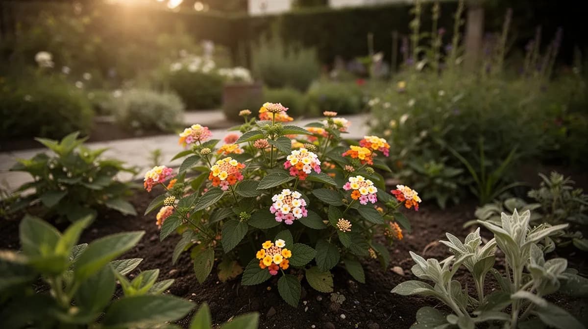 Arreglo en contenedor a prueba de calor con lantana