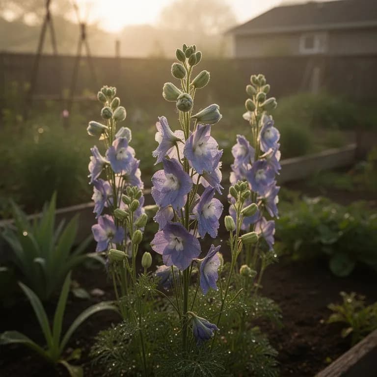 Hohe Rittersporn-Blütenähren in voller Blüte