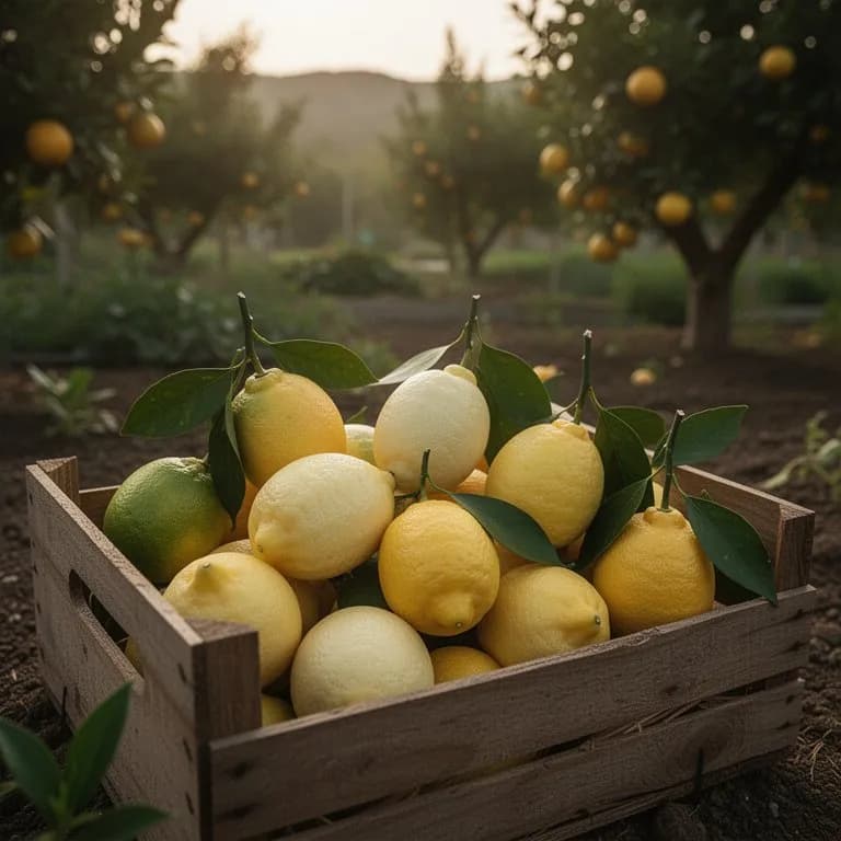 Close-up of a ripe Meyer lemon with smooth thin golden skin alongside glossy leaves