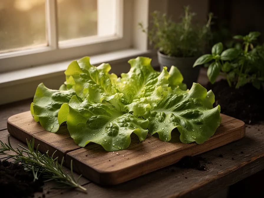 Frische Salatblätter arrangiert, die die Vielfalt an Farben und Texturen zeigen