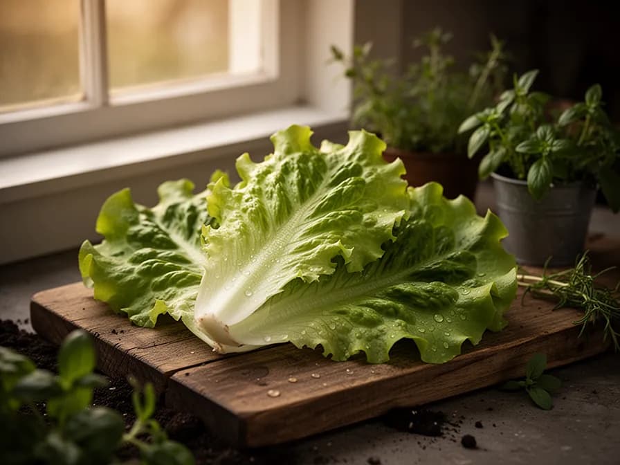 Cross-section of iceberg lettuce showing crisp pale interior leaves