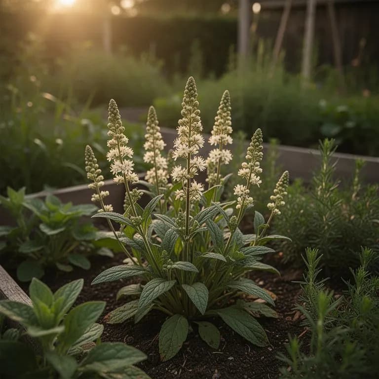 Zarte violett-blaue Blütenähren von Glycyrrhiza glabra, die im Hochsommer blühen