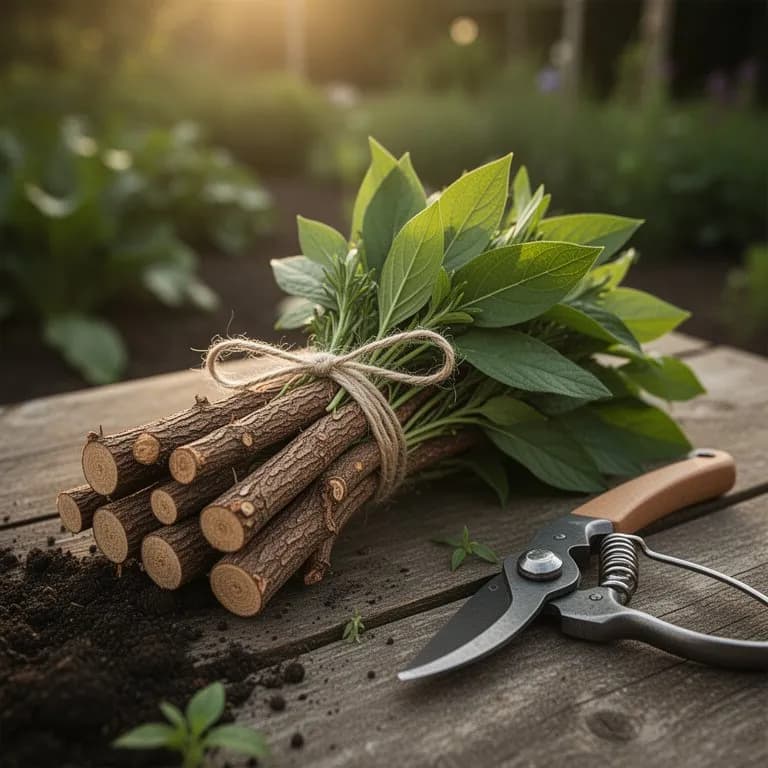Gärtner gräbt im Herbst vorsichtig Süßholzwurzeln aus einem Hochbeet aus