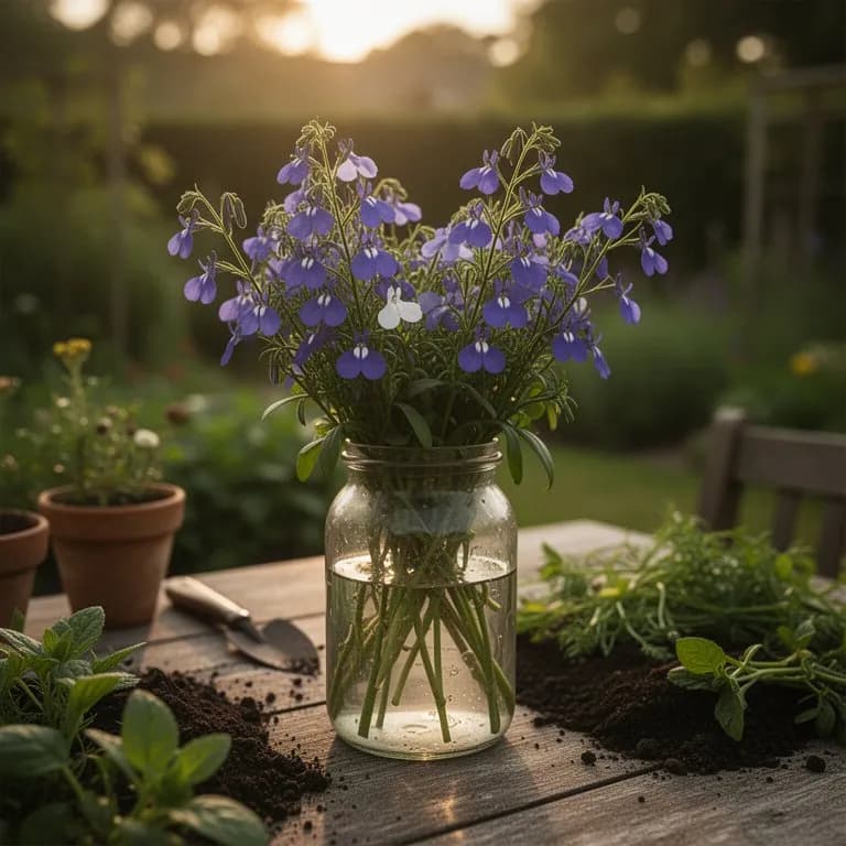 Cápsulas de semilla maduras de lobelia