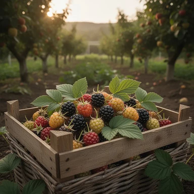 Primer plano de loganberries rojo púrpura oscuro listas para recoger