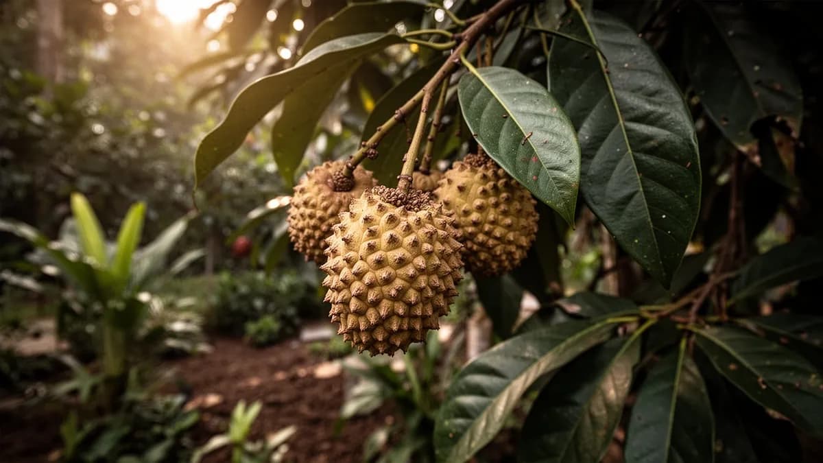 Árbol maduro de longán cubierto de racimos de frutos maduros