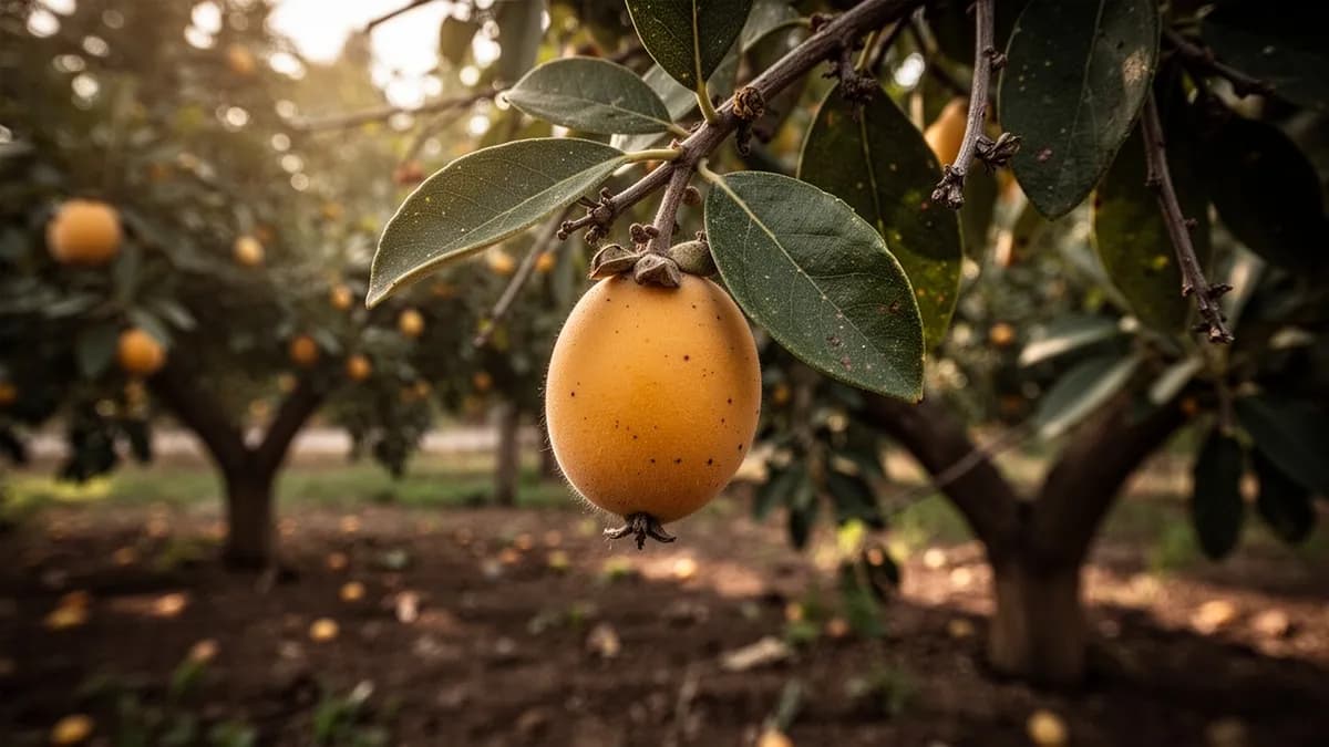 Níspero japonés maduro cargado de racimos de frutos dorado amarillos