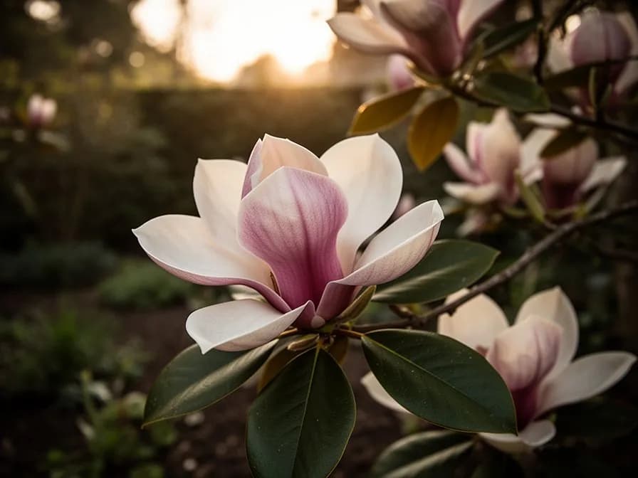 Corteza gris lisa del tronco maduro de una magnolia de tazón