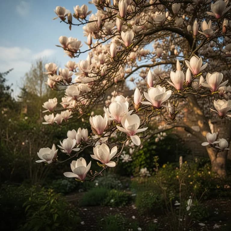 Suaves capullos de la flor de magnolia en varias etapas de apertura