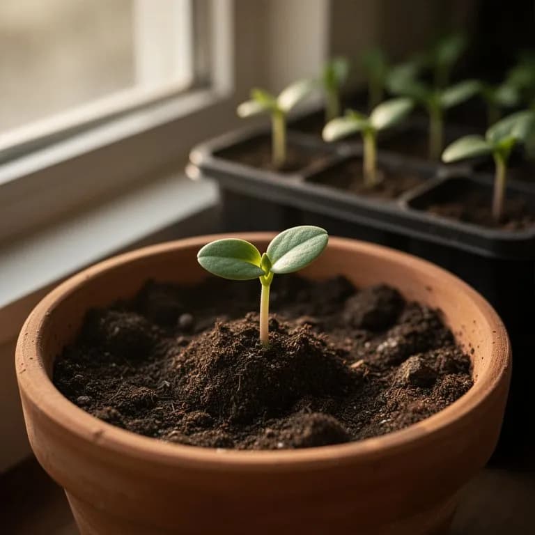 Malanga-Knolle mit violett getönten Knospen, die oben zu sprießen beginnen