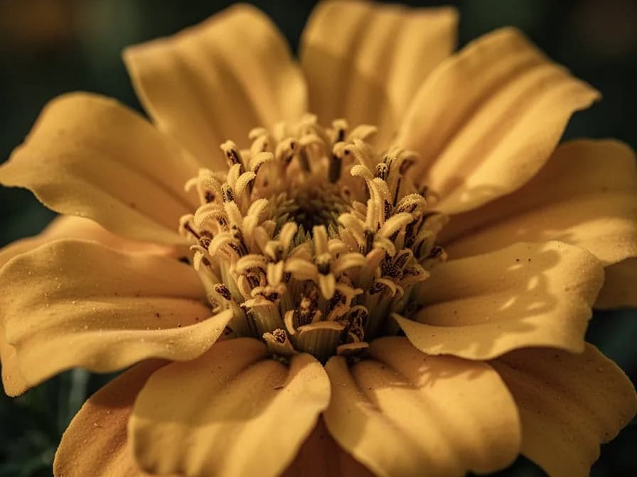 Verschiedene Gewürztagetes-Sorten mit orangen, gelben und rotgoldenen Blüten