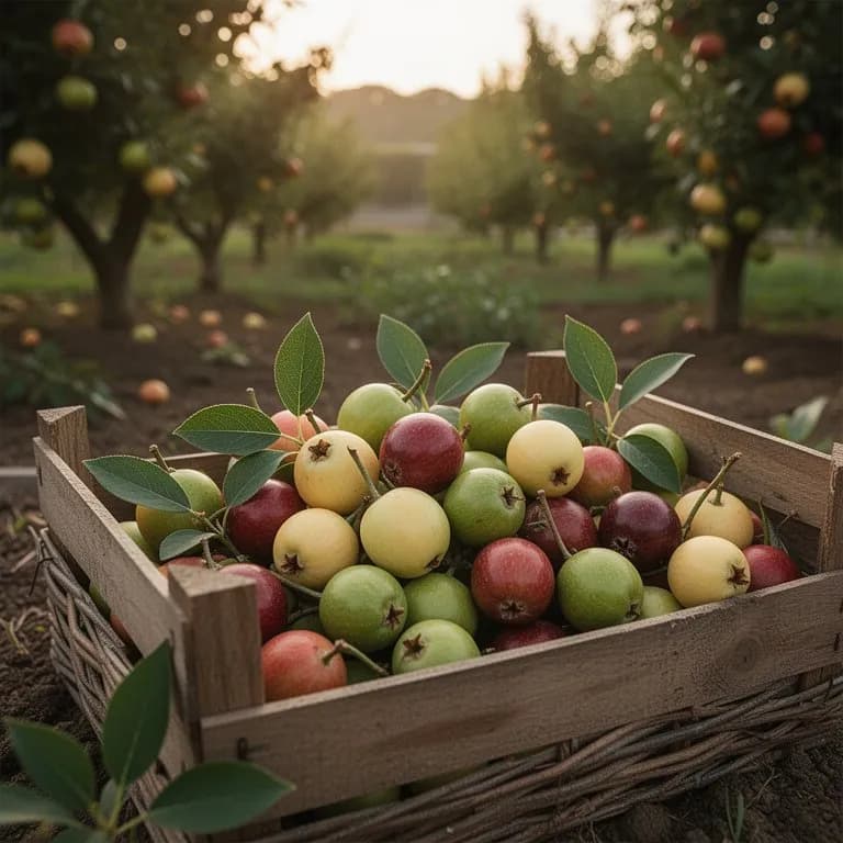 Ast voller leuchtend roter bis orange-roter Mayhaw-Beeren, etwa so groß wie große Zieräpfel