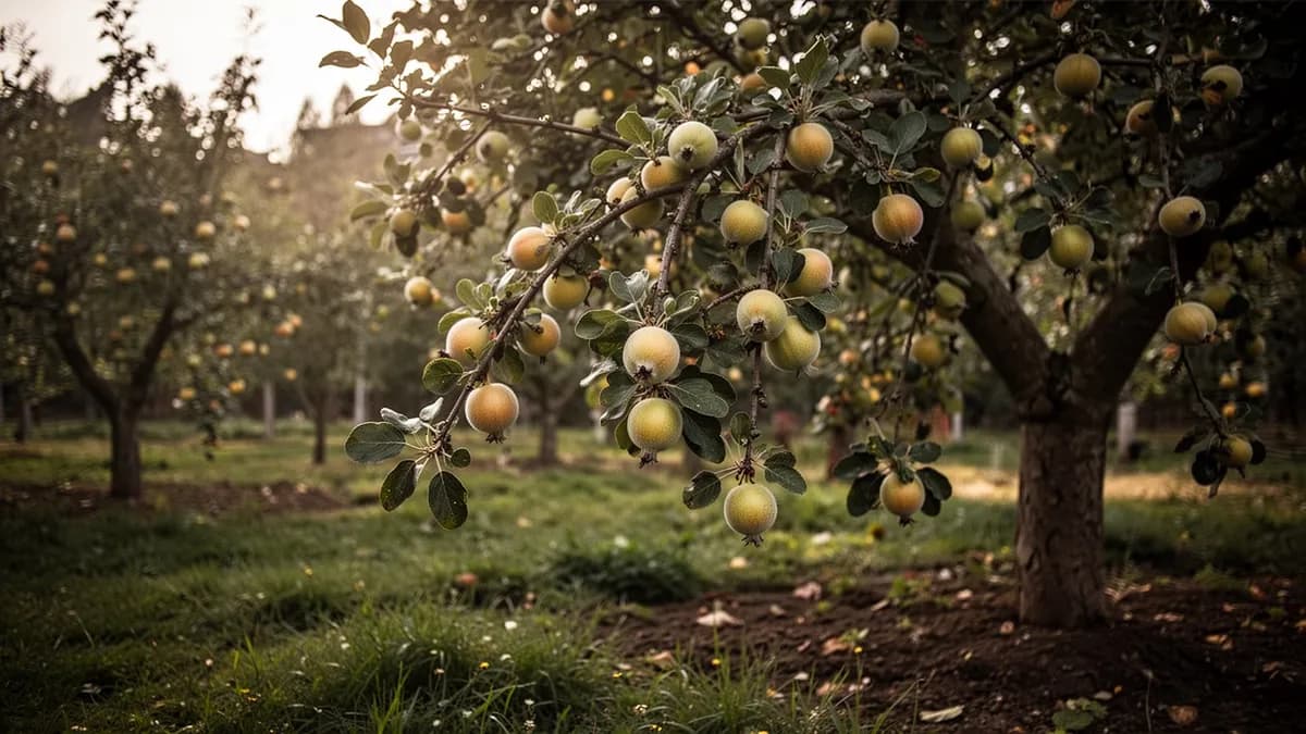 Níspero europeo sin hojas en invierno mostrando su distintiva estructura de ramas nudosas