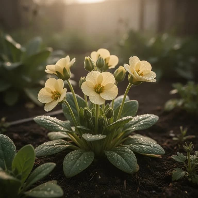 Honigbiene besucht Reseda-Blütengruppen