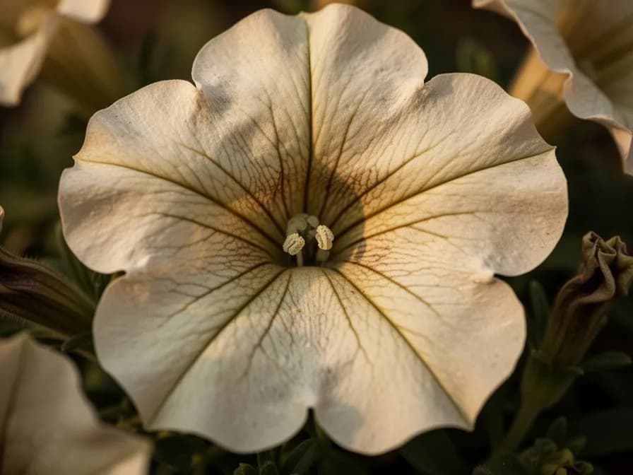 Zauberglöckchen, die aus einem Blumenkasten auf einem sonnigen Balkon herabhängen