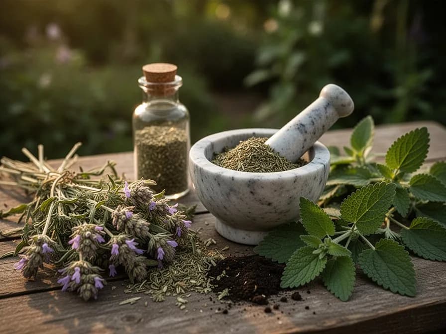 Primer plano de las flores de agripalma mostrando el distintivo pétalo superior en forma de capucha y el labio inferior manchado