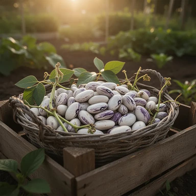 Getrocknete braune Navy-Bean-Hülsen, erntereif an einer ausgereiften Pflanze
