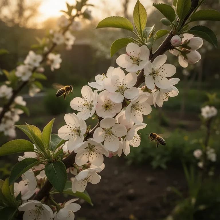 Nektarinenbaumzweig bedeckt mit leuchtend tiefrosafarbenen Blüten im Vorfrühling