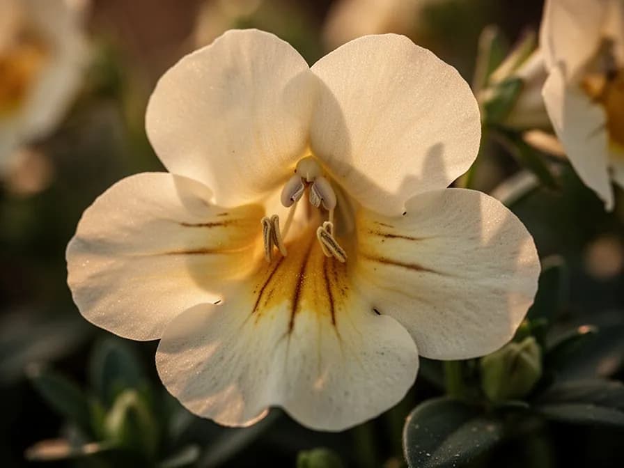 Gärtnerin, die verblühte Nemesie-Blüten abknipst, um neues Wachstum zu fördern