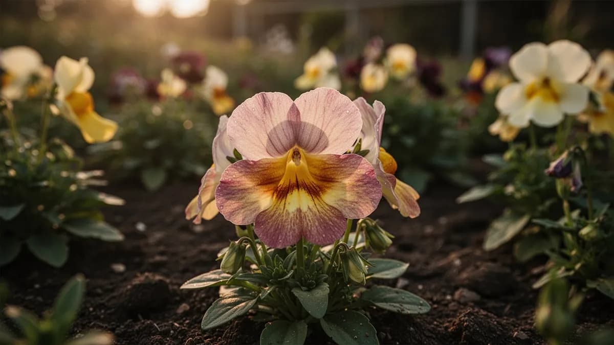 Jardinero recortando una planta de nemesia después de la floración