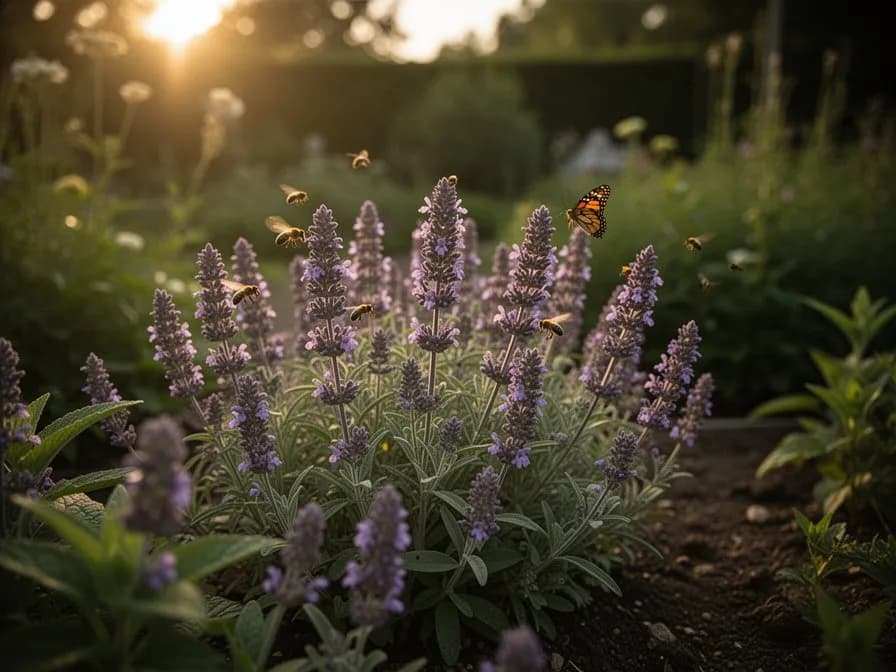 Mit Katzenminze aromatisierter Gartenkräutersirup
