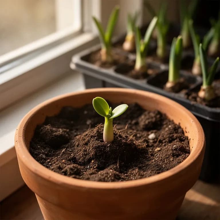 Hojas verdes frescas en forma de correa emergiendo de bulbos de nerina en primavera