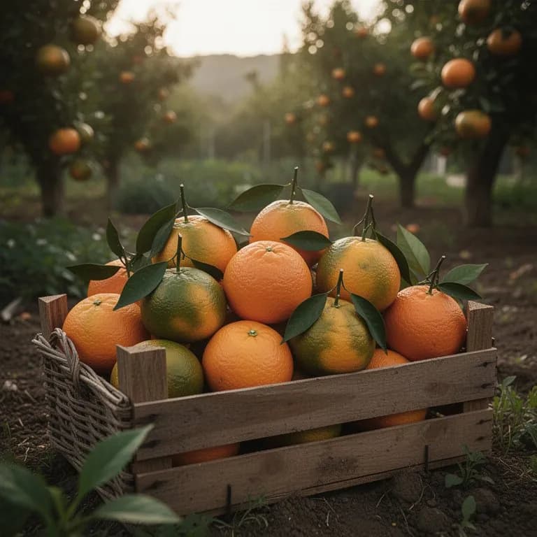 Valencia-Orangen, die sich im Spätwinter am Baum von Grün zu tiefem Orange verfärben