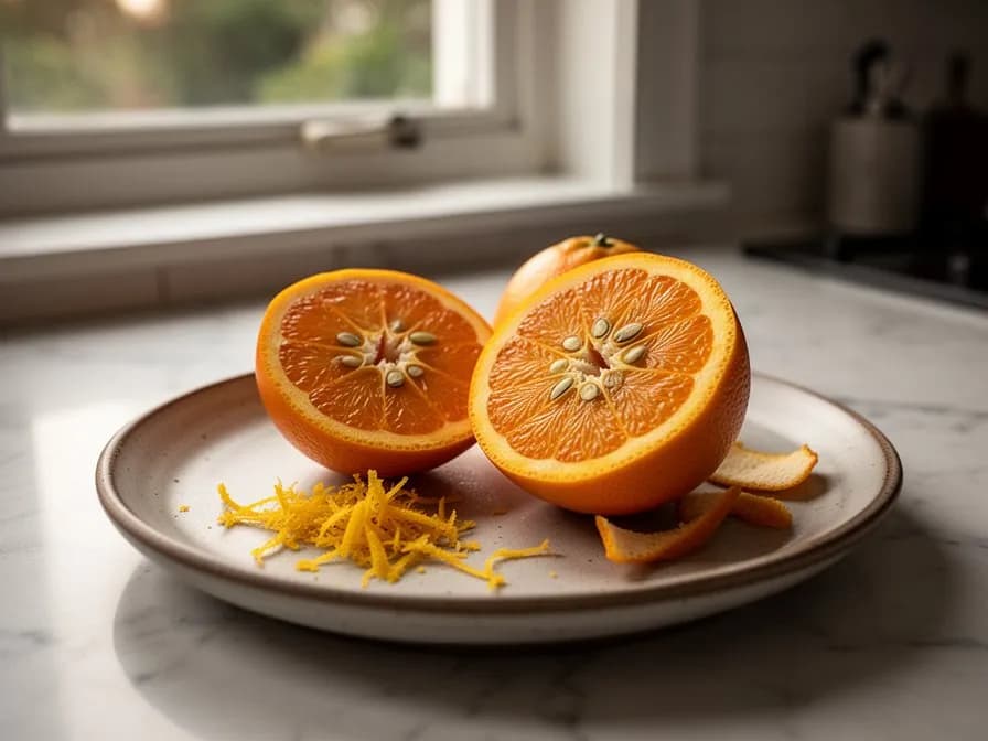 Nahaufnahme reifer Orangequat-Früchte mit glänzender Schale und gold-orangener Farbe