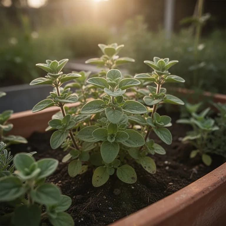 Nahaufnahme dicker, fleischiger Kubanischer Oregano-Blätter mit gezackten Rändern und feinen Flaumhaaren