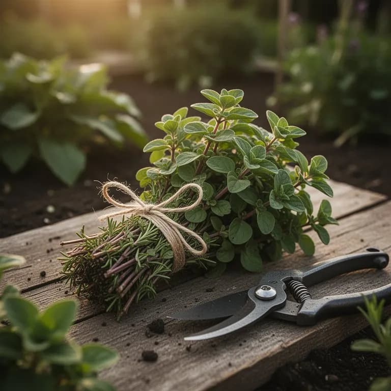 Frisch geerntete Scharfe und Würzige Oregano-Zweige