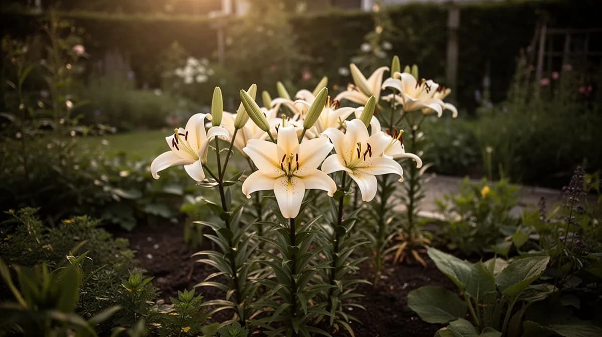 Orientalische Lilienzwiebeln werden in nährstoffreichen, gut durchlässigen Boden gepflanzt