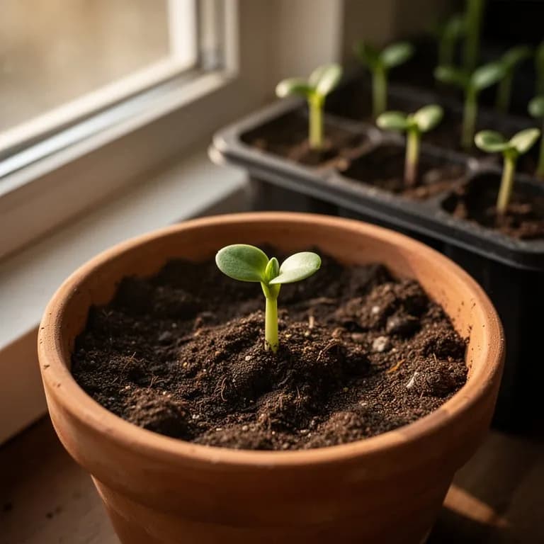 Brotes jóvenes de lirio oriental emergiendo del suelo a principios de la primavera