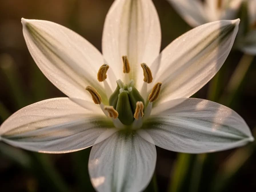 Ornithogalum-Zwiebeln bereit zum Pflanzen, die ihre kleine runde Form mit papierartigen Häuten zeigen