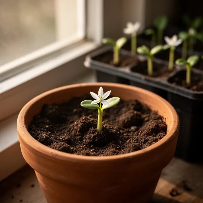 Cápsulas maduras de semillas de ornithogalum abriéndose para revelar las semillas oscuras en su interior